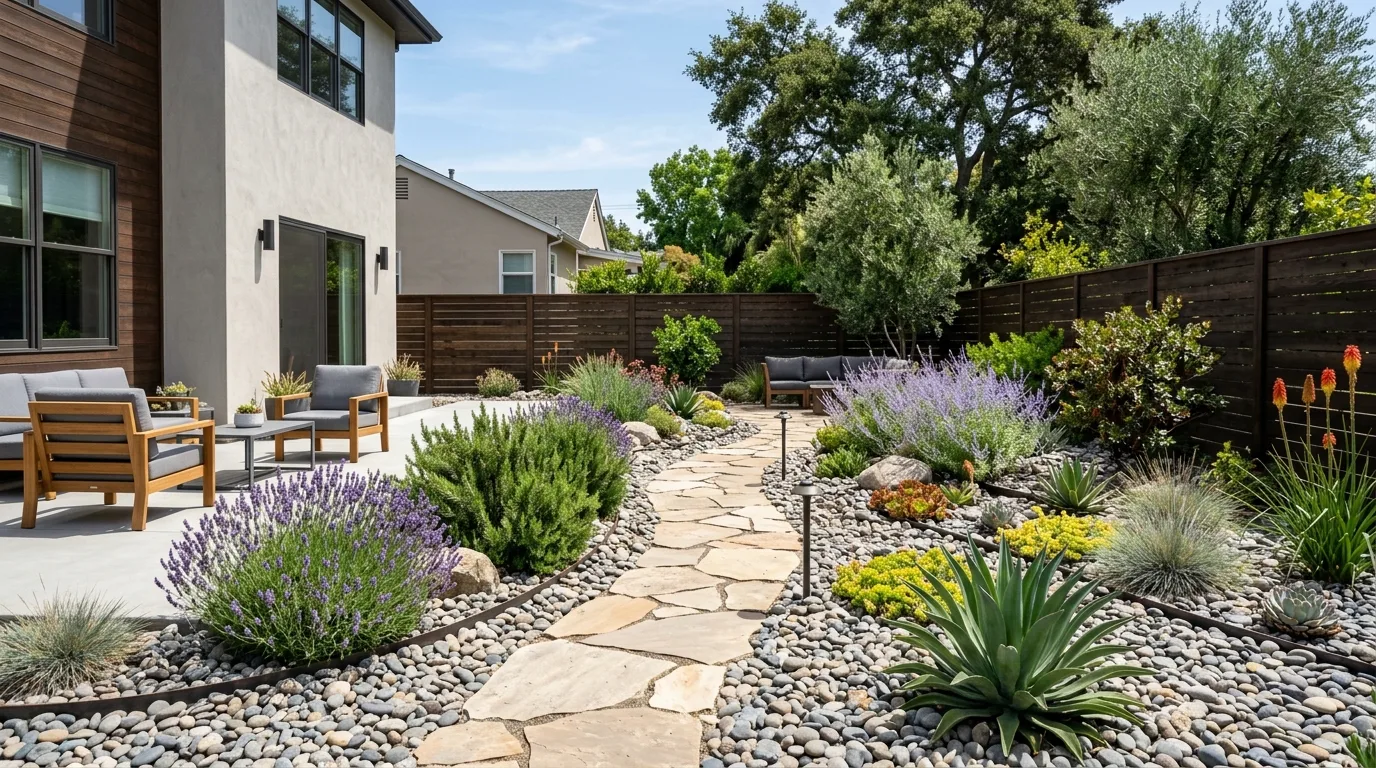 Mulched Xeriscape Front Bed